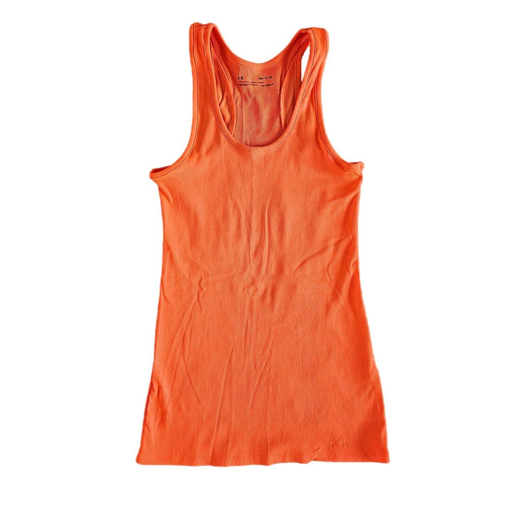Under Armour Heatgear Women's Full Length Active Tank Top Size Small Orange EUC